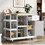 Multipurpose Kitchen Cart Cabinet with Side Storage Shelves,Rubber Wood Top, Adjustable Storage Shelves, 5 Wheels, Kitchen Storage Island with Wine Rack for Dining Room, Home,Bar,White WF305554AAW
