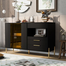 U_Style Storage Cabinets with Acrylic Doors, Light Luxury Modern Storage Cabinets with Adjustable Shelves, Accent Cabinet Buffet Cabinet for Living Room, Entryway Description