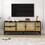 ON-TREND Elegant Rattan TV Stand for TVs up to 65", Boho Style Media Console with Adjustable Shelves, Sleek TV Console Table with Wood Grain Surface for Living Room, Steel Grey WF305960AAE