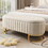 Elegant Upholstered Velvet Storage Ottoman with Button-Tufted,Storage Bench with Metal Legs for Bedroom,Living Room,Fully assembled Except Legs,Beige WF306333AAA