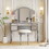 GO 43" Dressing Table Set with Mirrored Drawers and Stool, Tri-fold Mirror, Makeup Vanity Set for Bedroom, Silver WF306449AAN