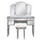 GO 43" Dressing Table Set with Mirrored Drawers and Stool, Tri-fold Mirror, Makeup Vanity Set for Bedroom, Silver WF306449AAN