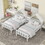 Double Twin Size Platform Bed with House-shaped Headboard and a Built-in Nightstand, White WF306928AAK
