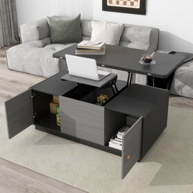Modern Gray Multi-functional Rectangle Lift-top Coffee Table Extendable with Storage WF307466AAG