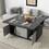 Modern Gray Multi-functional Rectangle Lift-top Coffee Table Extendable with Storage WF307466AAG