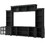 ON-TREND Minimalism Style Entertainment Wall Unit with Bridge, Modern TV Console Table for TVs Up to 70", Multifunctional TV Stand with Tempered Glass Door, Black WF307879AAB
