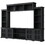 ON-TREND Minimalism Style Entertainment Wall Unit with Bridge, Modern TV Console Table for TVs Up to 70", Multifunctional TV Stand with Tempered Glass Door, Black WF307879AAB
