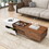 Modern Extendable Sliding Top Coffee Table with Storage in White&Walnut WF308184AAD