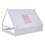 Wooden Full Size Tent Bed with Fabric for Kids,Platform Bed with Fence and Roof, White+Pink WF308364AAH