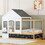 Twin Size House Shaped Canopy Bed with Black Roof and White Window,Blackboard and Little Shelf, White WF309014AAK