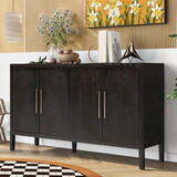 U-STYLE Storage Cabinet Sideboard Wooden Cabinet with 4 Metal handles,4 Shelves and 4 Doors for Hallway, Entryway, Living room