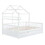 Wooden Full Size House Bed with Twin Size Trundle,Kids Bed with Shelf,White WF309182AAK