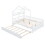 Wooden Full Size House Bed with Twin Size Trundle,Kids Bed with Shelf,White WF309182AAK