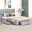 Queen Size Upholstered Platform Bed with One Large Drawer in the Footboard and Drawer on Each Side,Gray WF309316AAE