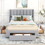 Queen Size Upholstered Platform Bed with One Large Drawer in the Footboard and Drawer on Each Side,Gray WF309316AAE