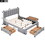 Queen Size Upholstered Platform Bed with One Large Drawer in the Footboard and Drawer on Each Side,Gray WF309316AAE