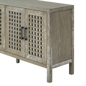 TXREM Retro Mirrored Sideboard with Closed Grain Pattern for Dining Room, Living Room and Kitchen(GRAY)