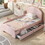 Twin Size Upholstered Platform Bed with Cartoon Ears Shaped Headboard and 2 Drawers, Pink WF309760AAH