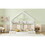 Wood Twin Size House Platform Beds,Two Shared Beds with Shelves and Guardrail, Creamy White WF310564AAA
