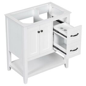 30" Bathroom Vanity without Sink Top, Cabinet Base Only, Vanity with Multi-Functional Drawer, White