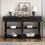 TREXM Retro Console Table/Sideboard with Ample Storage, Open Shelves and Drawers for Entrance, Dinning Room, Living Room (Antique Black) WF310953AAB