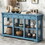 TREXM Retro Console Table/Sideboard with Ample Storage, Open Shelves and Drawers for Living Room (Navy) WF310985AAM