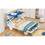 Wood Twin Size Car Bed with Ceiling Cloth, Headboard and Footboard, White+Blue WF310986AAK