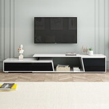 U-Can, Minimalist Rectangle Extendable TV Stand, TV Cabinet with 2 Drawers and 1 Cabinet for Living Room, Up to 100