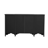 TREXM Retro Sideboard Glass Door with Curved Line Design Ample Storage Cabinet with Black Handle and Three Adjustable Shelves for Dining Room and Kitchen (Black) WF311553AAB