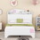 Wooden Twin Size House Bed with Storage Headboard,Kids Bed with Storage Shelf, White WF311841AAK
