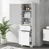 Tall Bathroom Storage Cabinet, Freestanding Storage Cabinet with Two Different Size Drawers and Adjustable Shelf, MDF Board with Painted Finish, White WF312730AAK