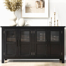 U_Style Featured Four-door Storage Cabinet with Adjustable Shelf and Metal Handles, Suitable for Entryway, Living Room, Bedroom