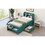 Wood Twin Size Platform Bed with 2 Drawers, Storage Headboard and Footboard, Dark Green WF313560AAF