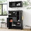ON-TREND Multi-Functional Shoe Cabinet with Wall Cabinet, Space-saving Design Foyer Cabinet with 2 Flip Drawers, Versatile Side Cabinet for Hallway, Black WF313571AAB
