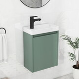 Elegant 16-inch Green Bathroom Vanity Cabinet with Soft-Close Doors - Easy assembly, Stylish Storage WF313815AAF
