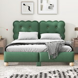Queen Size Upholstered Platform Bed with Support Legs, Green WF313965AAF