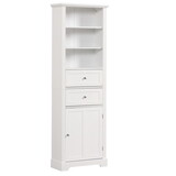 Tall Bathroom Storage Cabinet,Cabinet with One Door and Two Drawers, Freestanding Storage Adjustable Shelf, MDF Board,White WF314198AAK