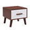 U-Can Square End Table with 1 Drawer Adorned with Embossed Patterns, Wood Legs and Handles for Living Room, Brown+White WF314370AAD