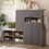 ON-TREND 2-in-1 Shoe Storage Bench & Shoe Cabinets, Multi-functional Shoe Rack with Padded Seat, Versatile Shoe Storage Solution with Adjustable Shelves for Hallway, Grey WF314405AAE