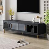 U-Can Modern TV Stand for 70+ inch TV, Entertainment Center TV Media Console Table, with 3 Shelves and 2 Cabinets, TV Console Cabinet Furniture for Living Room WF314645AAB