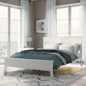 Modern White Solid Wood Full Platform Bed WF315100AAK