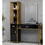 Barber Salon Station for Hair Stylist, Beauty Salon Station with Lockable Drawer, Left Shelf and Storage Cabinet, Beauty Spa Equipment, Mirror not Included, Black WF315416AAB