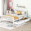 Full Size Wood Platform Bed with Guardrails on Both Sides and Two Storage Drawers, White WF315872AAK