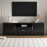U-Can Modern TV Stand for 60+ inch TV, with 1 Shelf, 1 Drawer and 2 Cabinets, TV Console Cabinet Furniture for Living Room WF315898AAB