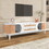 Rattan TV Stand for TVs up to 75", Modern Farmhouse Media Console, Entertainment Center with Solid Wood Legs, TV Cabinet for Living Room, Home Theatre WF316663AAK