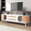 Rattan TV Stand for TVs up to 75", Modern Farmhouse Media Console, Entertainment Center with Solid Wood Legs, TV Cabinet for Living Room, Home Theatre WF316663AAK