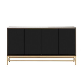 TREXM Retro Style Sideboard with Adjustable Shelves, Rectangular Metal Handles and Legs for Kitchen, Living room, and Dining Room (Espresso) WF317096AAB