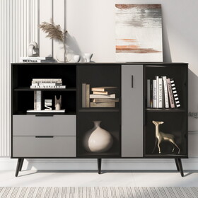 U_STYLE Featured Two-door Storage Cabinet with Two Drawers and Metal Handles, Suitable for Corridors, Entrances, Living rooms, and Bedrooms WF317508AAB