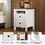 2-Drawer Farmhouse Wooden Nightstand with Well-proportioned Design and Sleek Lines, Wood Side Table with Storage Cabinet for Bedroom, White+Brown WF317945AAK