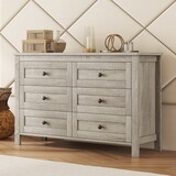 Retro Farmhouse Style Wooden Dresser with 6 Drawer, Storage Cabinet for Bedroom, Anitque Gray WF317946AAG